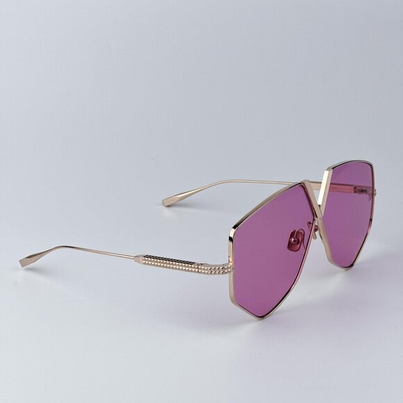 Valentino Women BRAND NEW Sunglasses Titanium Gold Pink Oversized Aviator - Picture 6 of 12